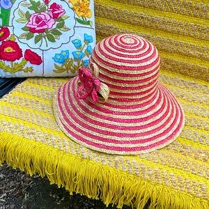 Pink and Tan Striped Women's Sun Hat